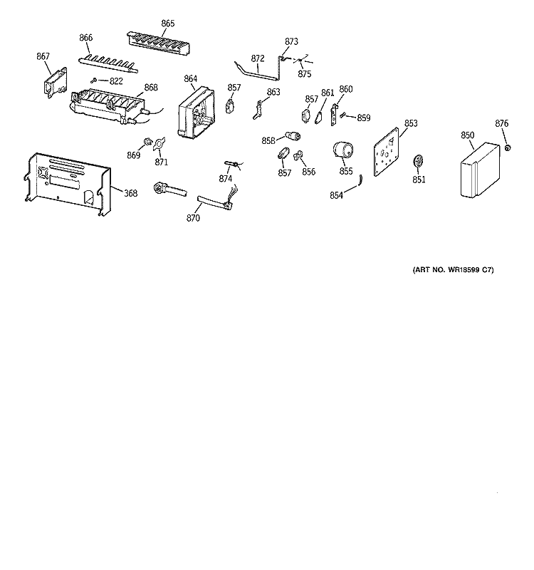ICEMAKER WR30X0328 Diagram and Parts List for TPX24PPDBWW  General Electric Refrigerator