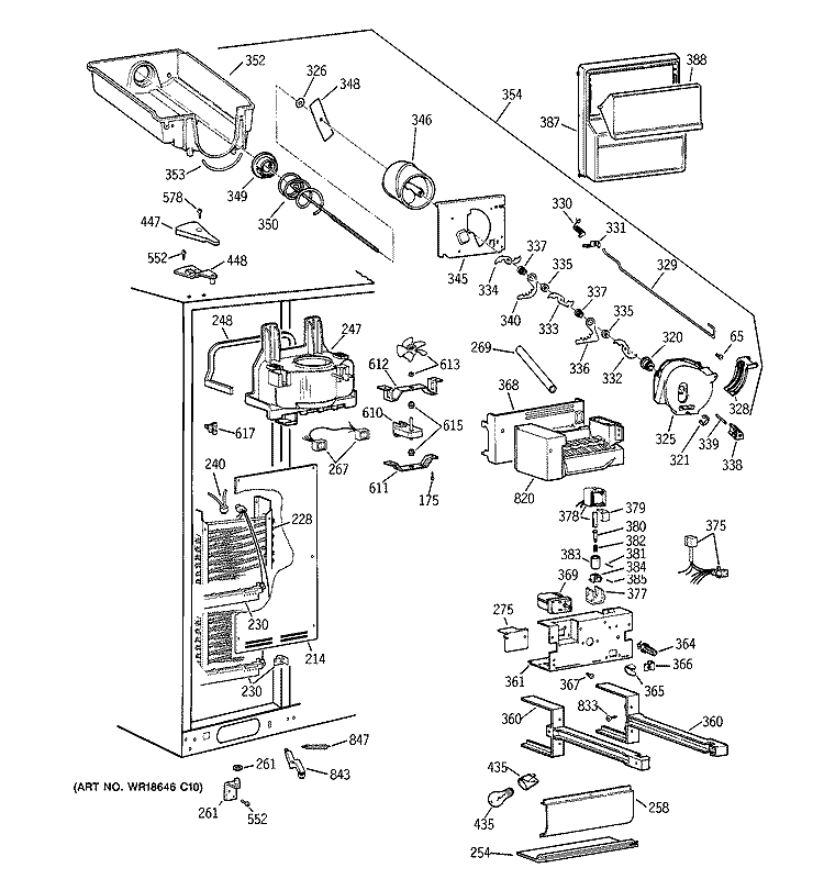 FREEZER SECTION Diagram and Parts List for TFG28ZFCHWW  General Electric Refrigerator