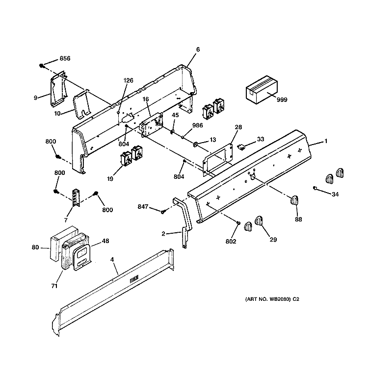 CONTROL PANEL Diagram and Parts List for JBP58LY2WH  General Electric Range