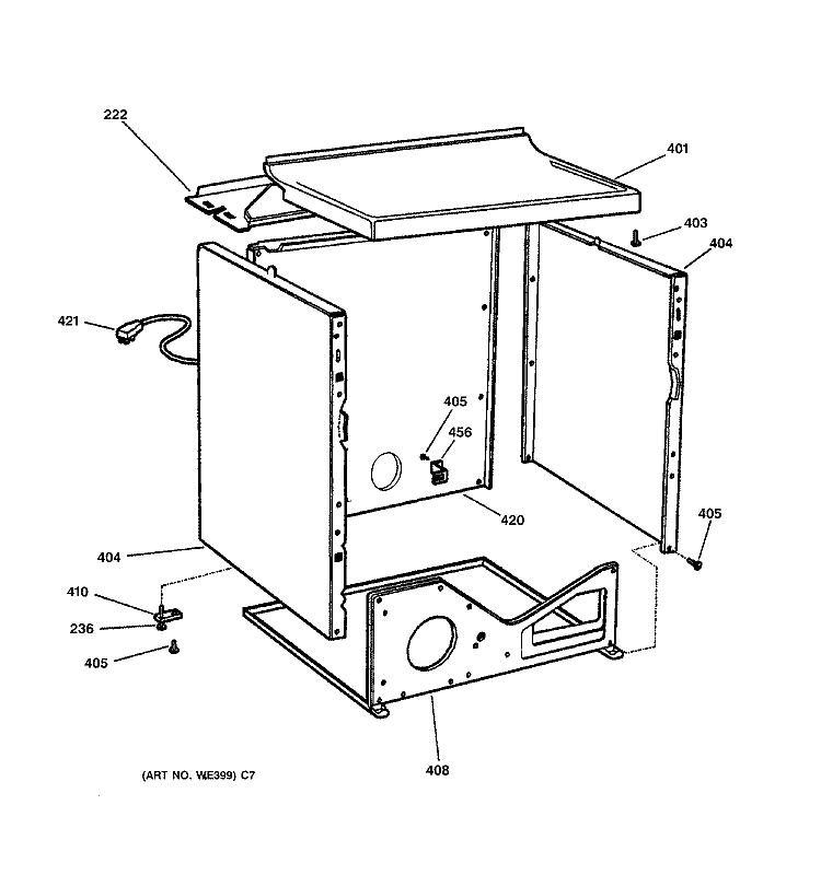 CABINET Diagram and Parts List for DBXR453GV3WW  General Electric Dryer