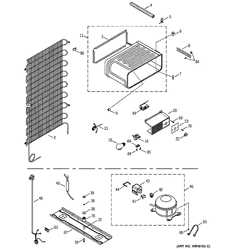 UNIT PARTS Diagram and Parts List for TAX10SNXDRWH  General Electric Refrigerator
