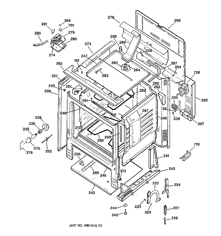 BODY PARTS Diagram and Parts List for RB787BC1BB  Hotpoint Range