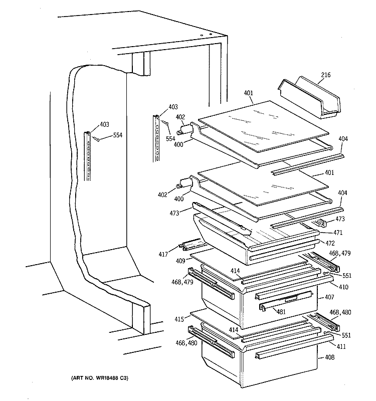 FREEZER DOOR Diagram and Parts List for CSK30DRBHAA  Hotpoint Refrigerator