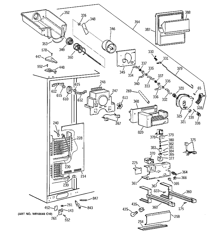 FREEZER SECTION Diagram and Parts List for MSK30DHBHAA  General Electric Refrigerator
