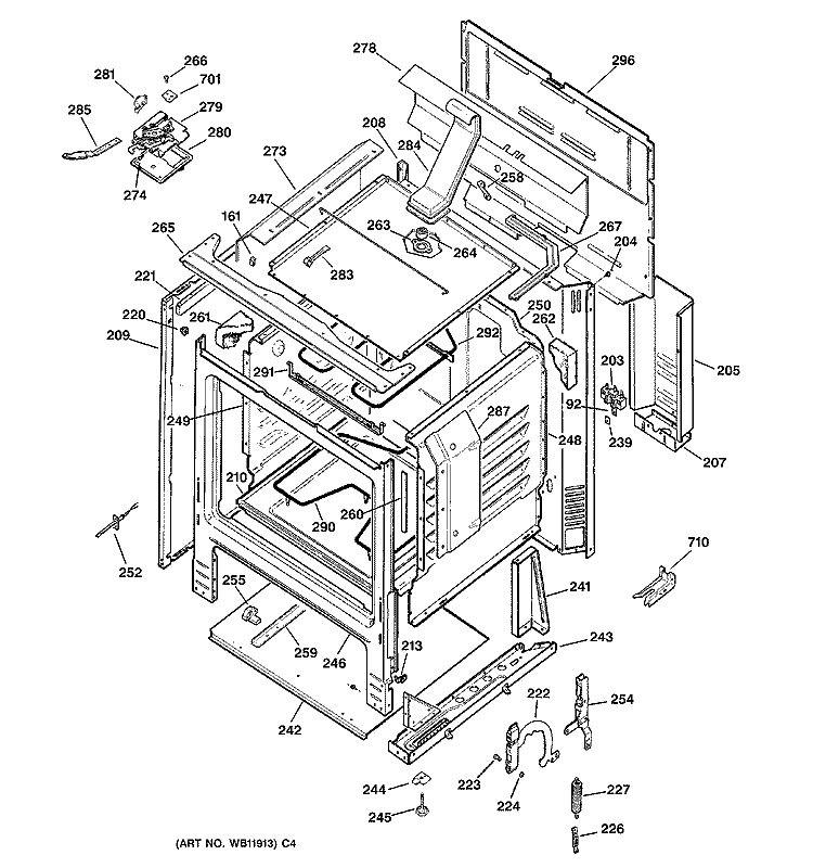 BODY PARTS Diagram and Parts List for JBP60BC1WH  General Electric Range