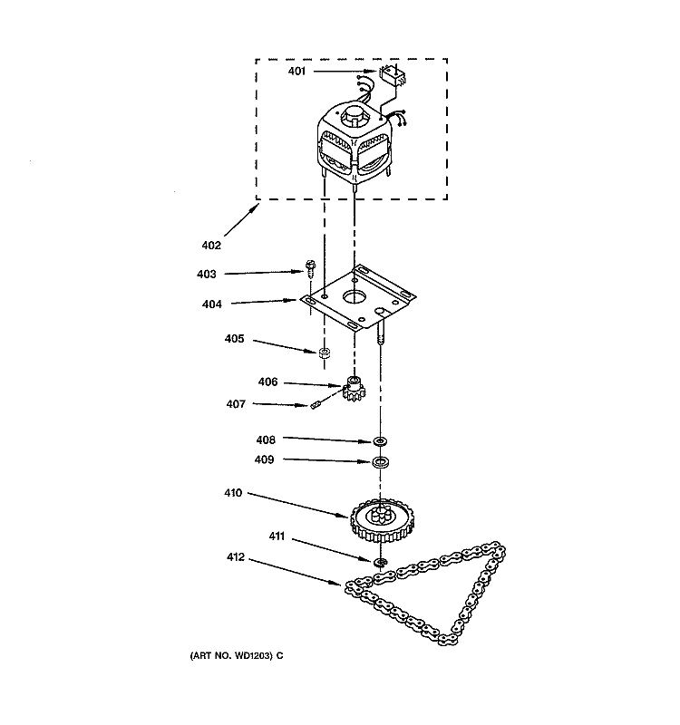 MOTOR & DRIVE PARTS Diagram and Parts List for GCG1550F0CC  General Electric Trash Compactor