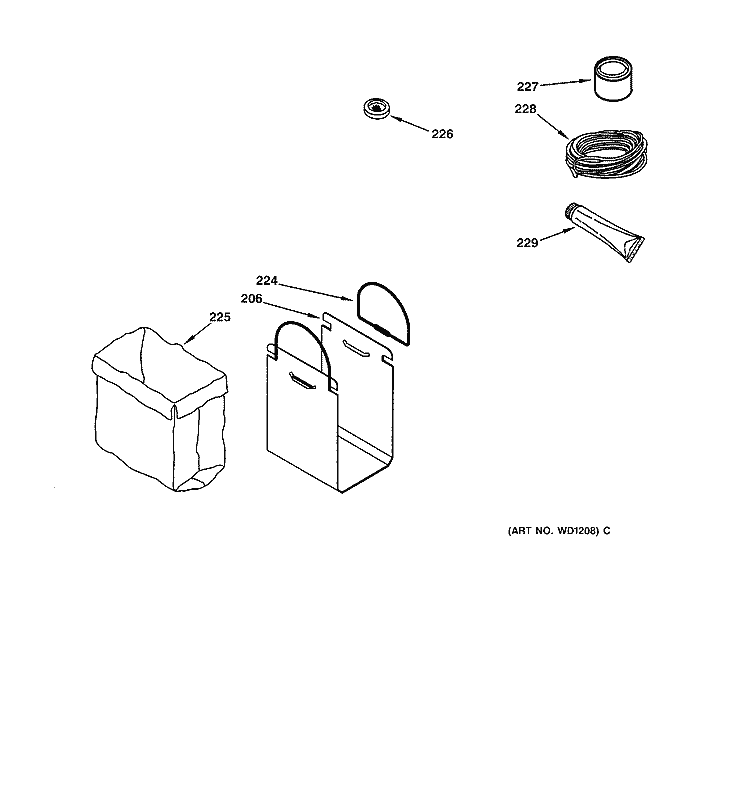 ACCESSORY PARTS Diagram and Parts List for GCG1550F0CC  General Electric Trash Compactor