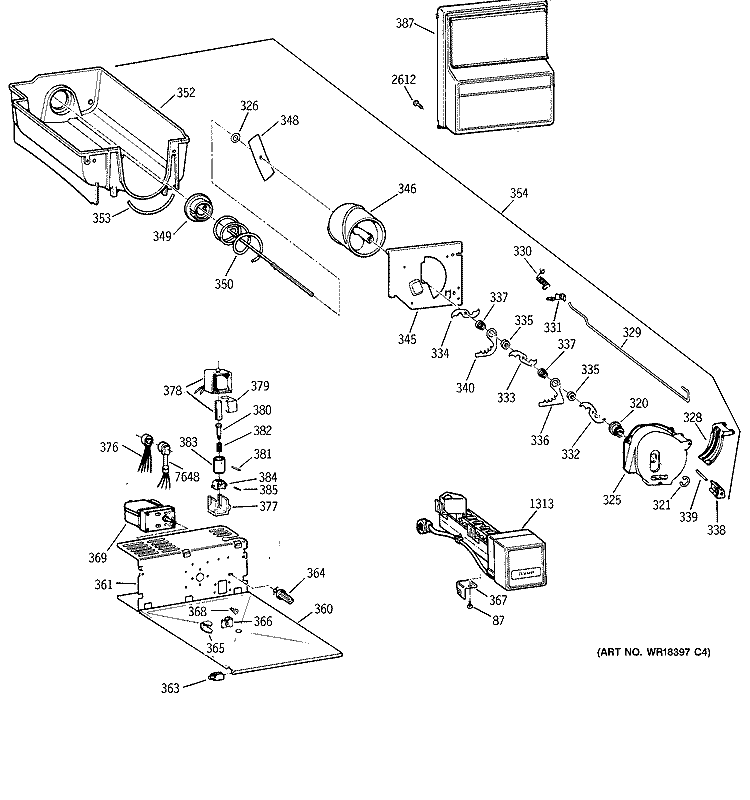 DISPENSER Diagram and Parts List for ZISB48DCB  General Electric Refrigerator