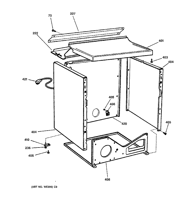 CABINET Diagram and Parts List for EGD2000A2WW  General Electric Dryer