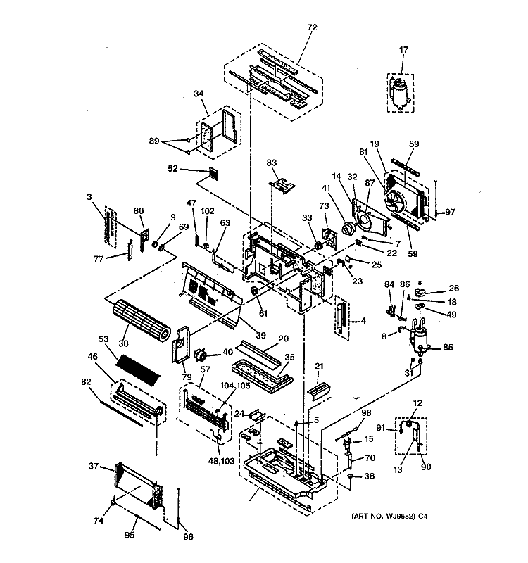 UNIT PARTS Diagram and Parts List for AZ51H06DACV1  General Electric Air Conditioner