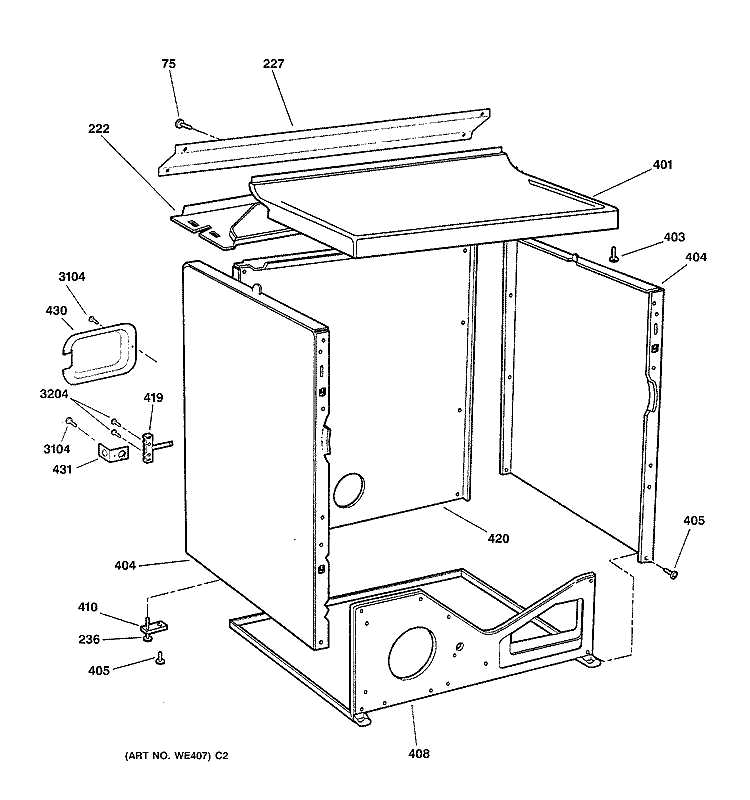 CABINET Diagram and Parts List for DPSR513EA0AA  General Electric Dryer