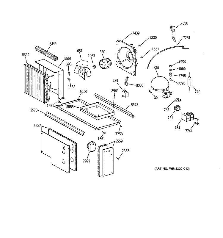 UNIT PARTS Diagram and Parts List for ZIS48NCB  General Electric Refrigerator