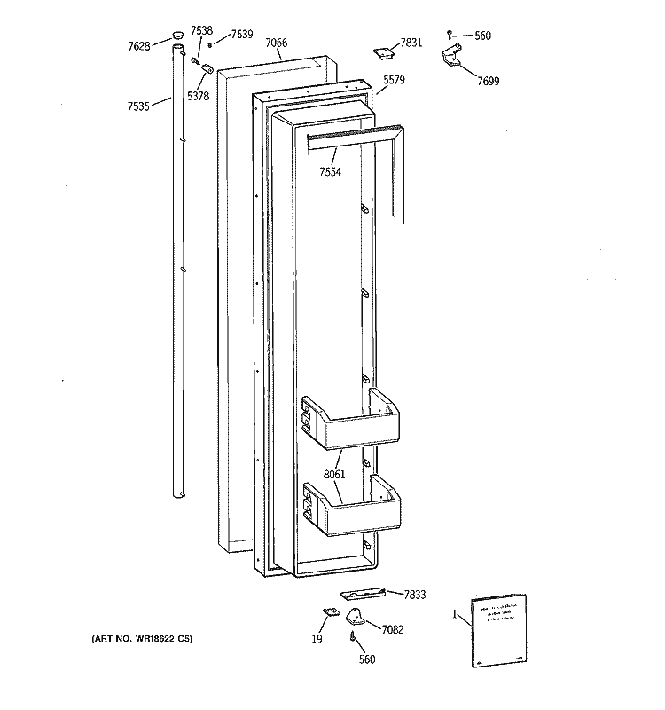FREEZER DOOR Diagram and Parts List for ZISS36NCBSS  General Electric Refrigerator