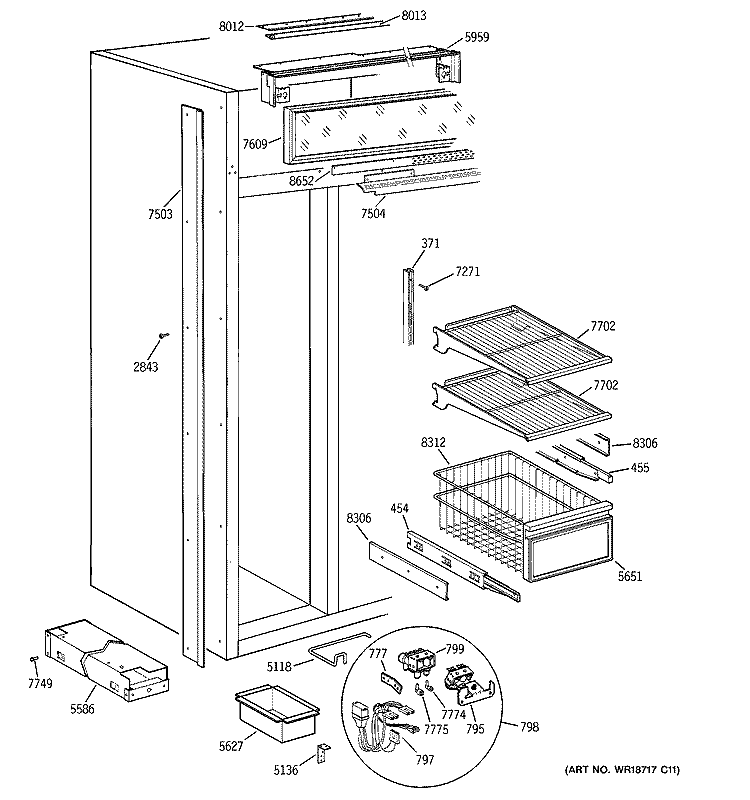 FREEZER SECTION Diagram and Parts List for ZISS42DCBSS  General Electric Refrigerator