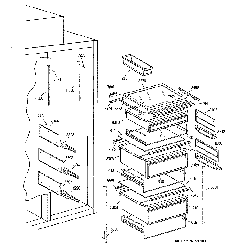 FRESH FOOD SECTION Diagram and Parts List for ZISS42NCBSS  General Electric Refrigerator