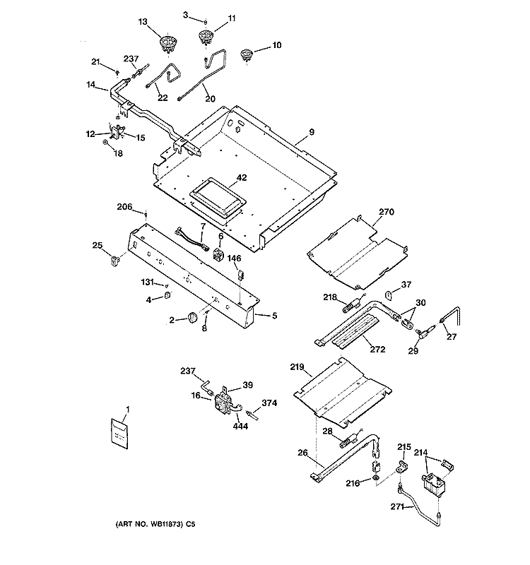 GAS & BURNER PARTS Diagram and Parts List for JGBP79AEB2AA  General Electric Range