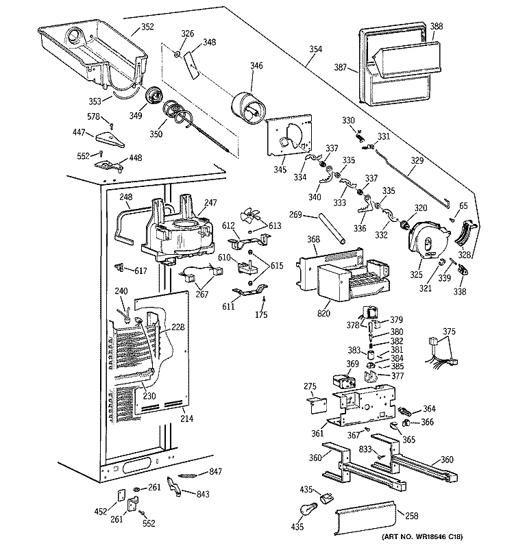 FREEZER SECTION Diagram and Parts List for TPX24PRDBBB  General Electric Refrigerator