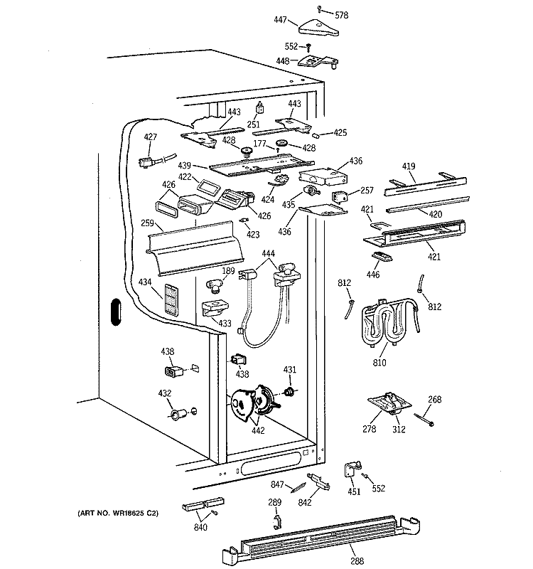 FRESH FOOD SECTION Diagram and Parts List for TPX24PRDBBB  General Electric Refrigerator