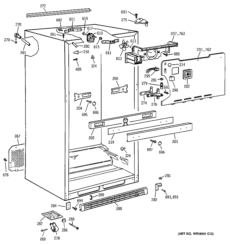 CABINET Diagram and Parts List for CTG25GABURWW  Hotpoint Refrigerator