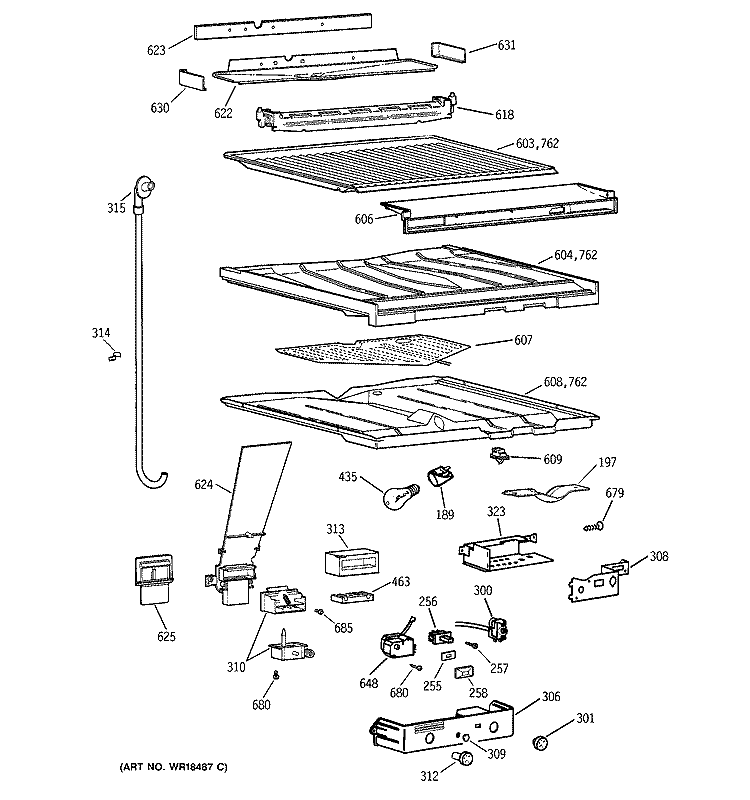 COMPARTMENT SEPARATOR Diagram and Parts List for CTG25GABURWW  Hotpoint Refrigerator