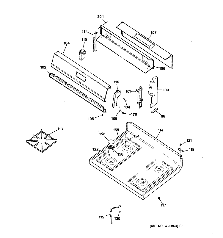 COOKTOP Diagram and Parts List for RGB530BEA3AD  Hotpoint Range