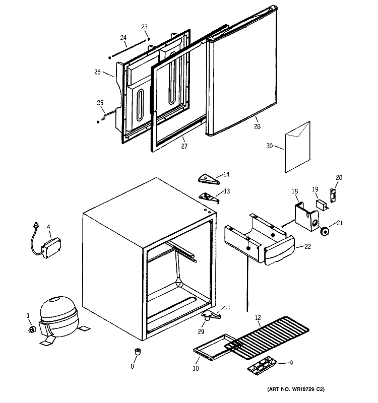 REFRIGERTOR PARTS Diagram and Parts List for GMR02AAMABB  General Electric Refrigerator