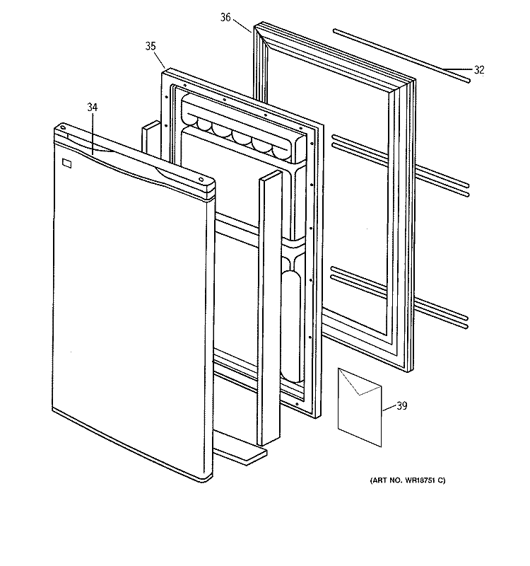 DOOR Diagram and Parts List for GMR03DAMAWW  General Electric Refrigerator