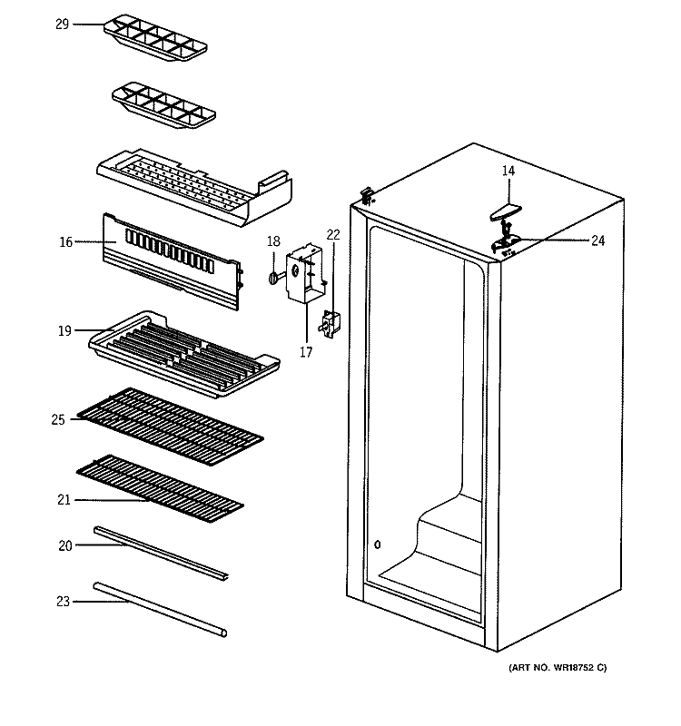 CABINET Diagram and Parts List for GMR03DAMAWW  General Electric Refrigerator