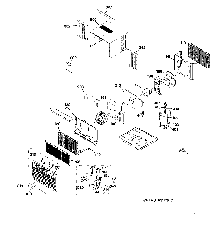 ROOM AIR CONDITIONER Diagram and Parts List for AST06LAS1  General Electric Air Conditioner