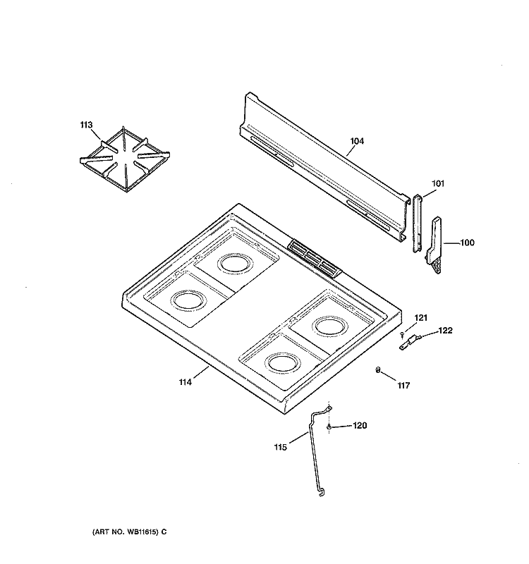 COOKTOP Diagram and Parts List for RGB508PEA2AD  Hotpoint Range