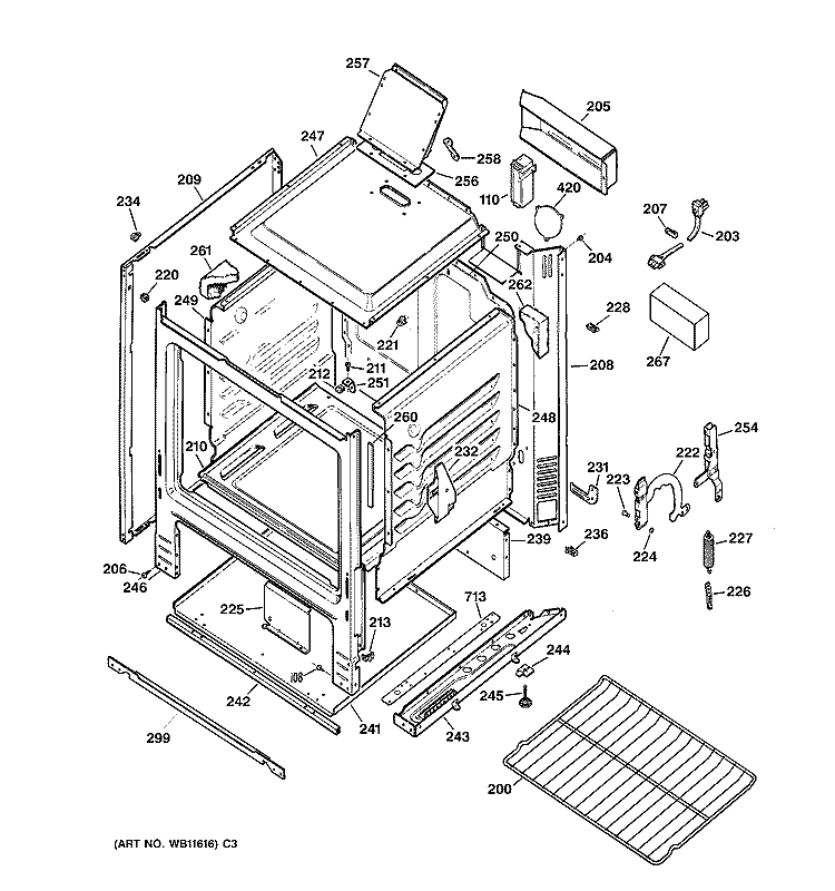 BODY PARTS Diagram and Parts List for RGB508PEA2AD  Hotpoint Range