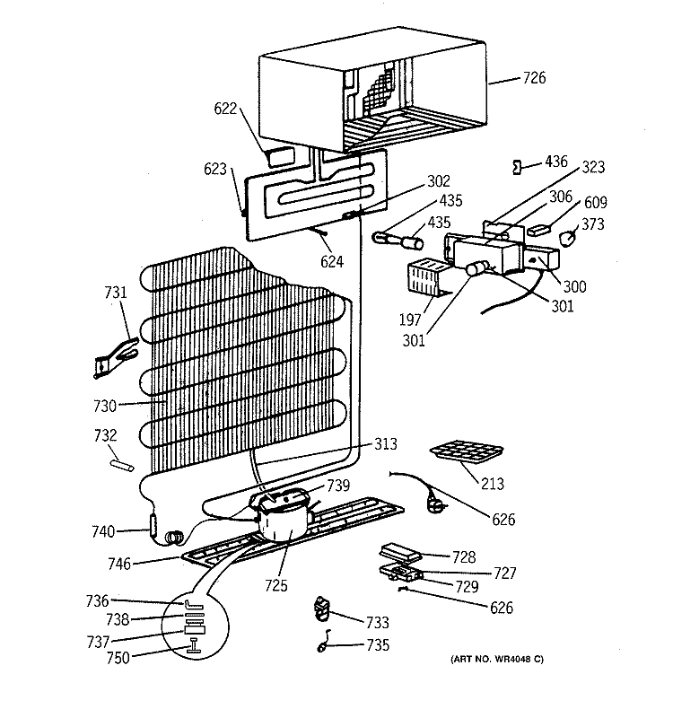 UNIT PARTS Diagram and Parts List for TDX9SNSCRWH  General Electric Refrigerator