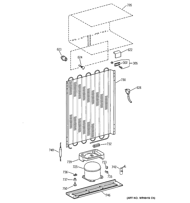 UNIT PARTS Diagram and Parts List for TDX11SNYDRWH  General Electric Refrigerator