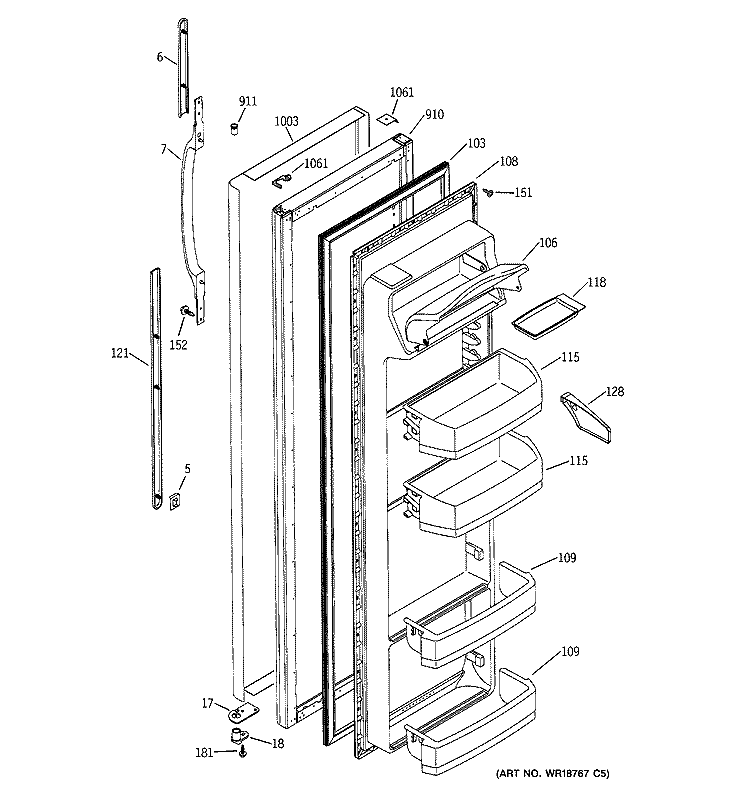 FRESH FOOD DOOR Diagram and Parts List for GSS25SGMABS  General Electric Refrigerator