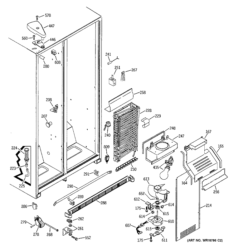 FREEZER SECTION Diagram and Parts List for GSS25SGMABS  General Electric Refrigerator