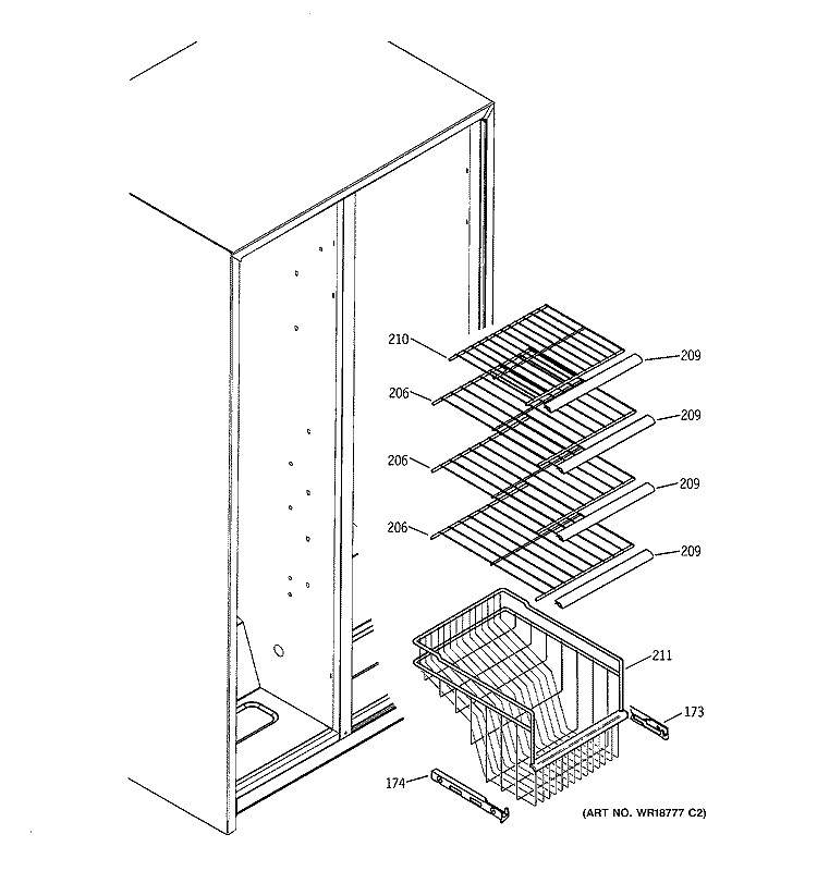 FREEZER SHELVES Diagram and Parts List for GSS25SGMABS  General Electric Refrigerator