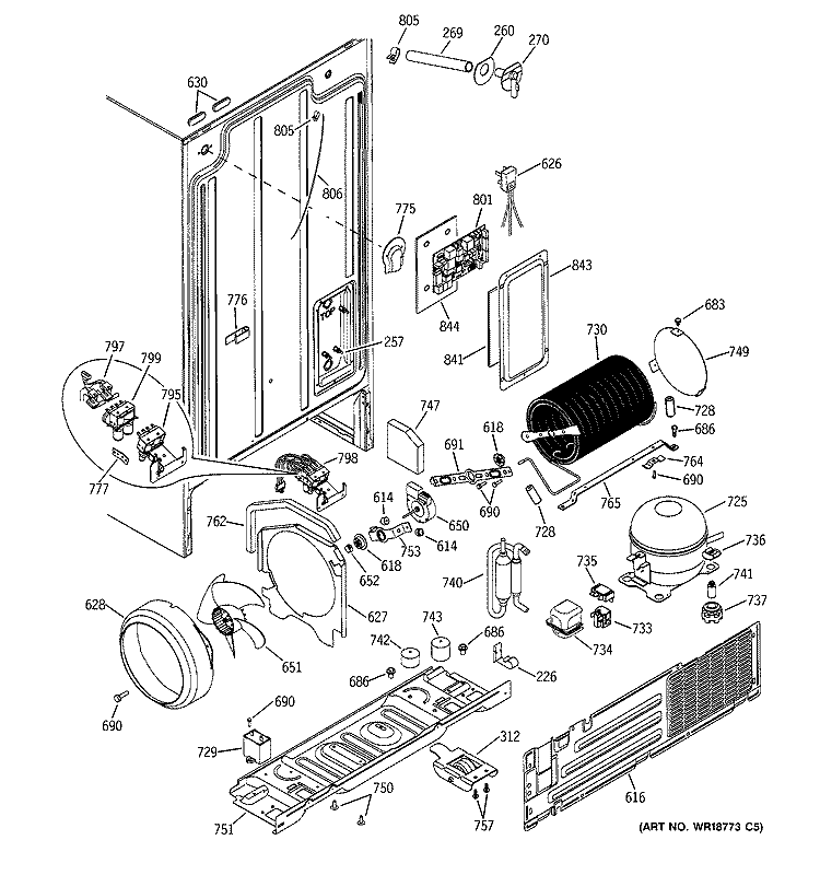 UNIT PARTS Diagram and Parts List for GSS25SGMABS  General Electric Refrigerator