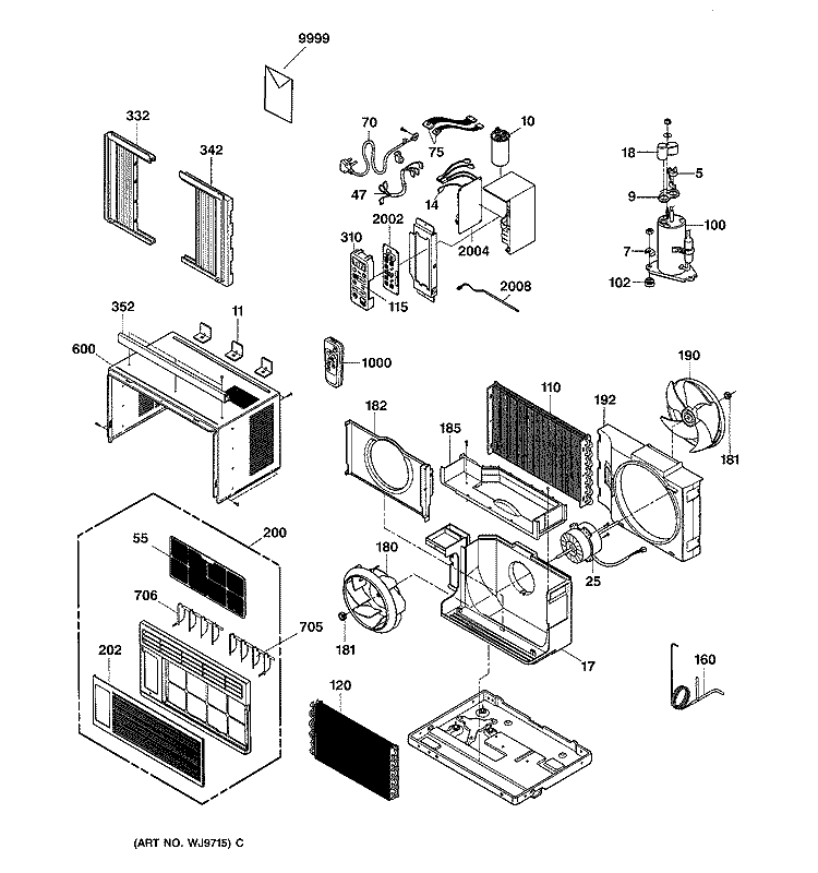 ROOM AIR CONDITIONER Diagram and Parts List for AGD06LAG1  General Electric Air Conditioner