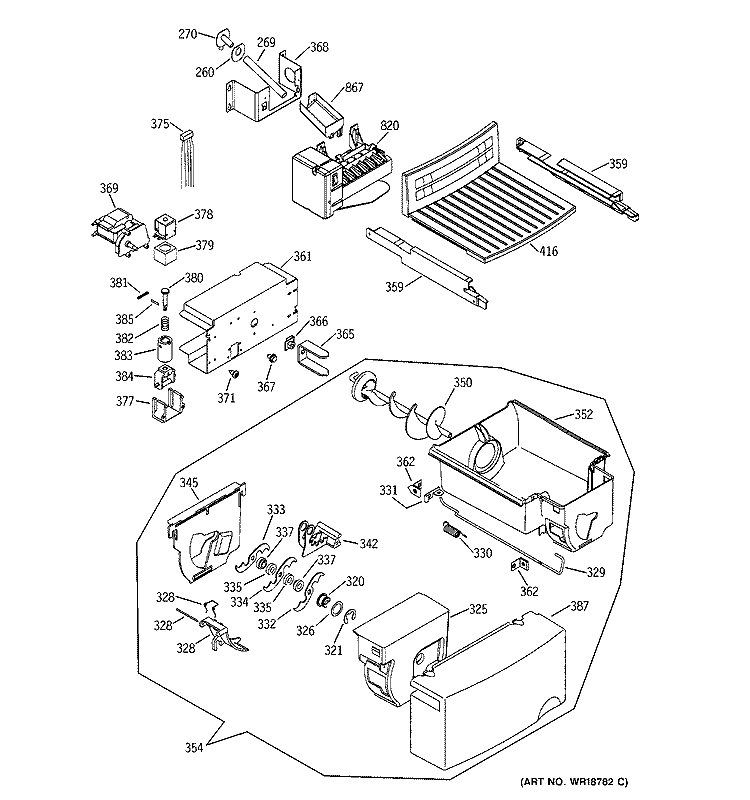 FREEZER SECTION Diagram and Parts List for HSS22DDMAWH  Hotpoint Refrigerator