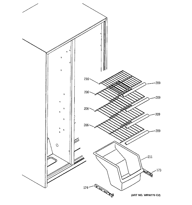 FREEZER SHELVES Diagram and Parts List for HSS22DDMAWH  Hotpoint Refrigerator