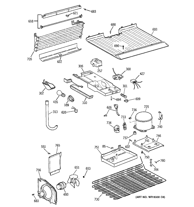 UNIT PARTS Diagram and Parts List for CTG16GAZBRWH  Hotpoint Refrigerator