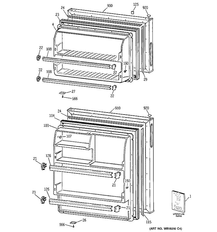 DOORS Diagram and Parts List for HTR15ABMBLAA  Hotpoint Refrigerator