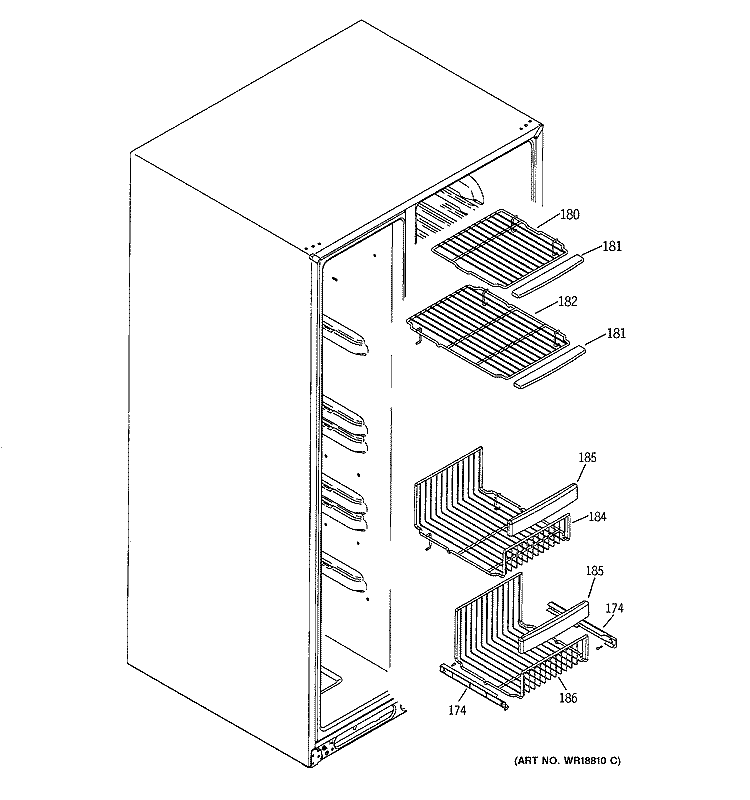 FREEZER SHELVES Diagram and Parts List for GSS25TGMAWW  General Electric Refrigerator