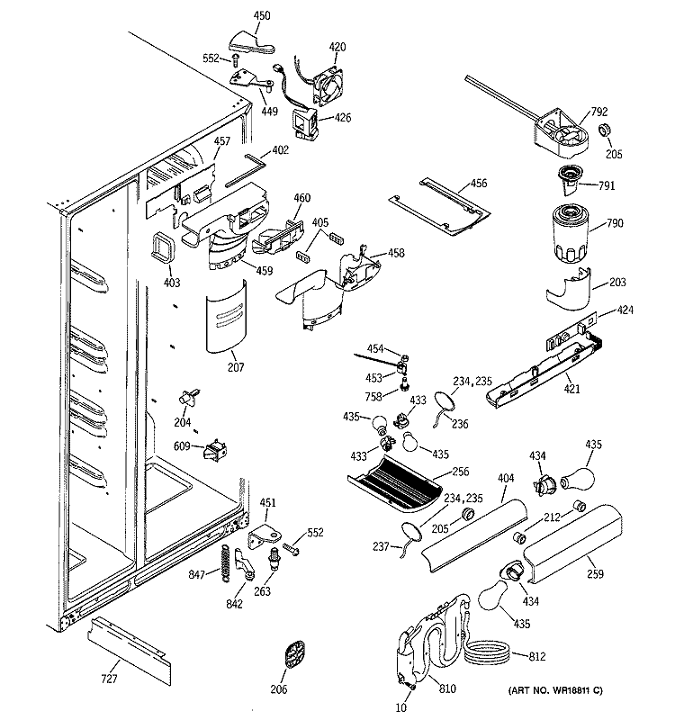 FRESH FOOD SECTION Diagram and Parts List for GSS25TGMAWW  General Electric Refrigerator