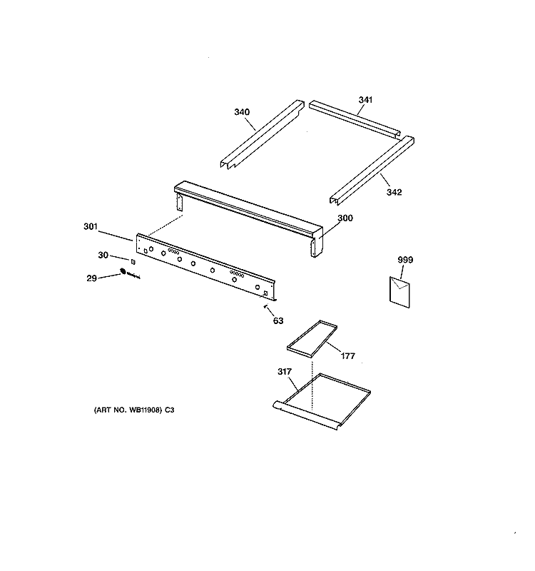 ESCUTCHEON & TRIM Diagram and Parts List for ZGU36N4RD1SS  General Electric Cooktop