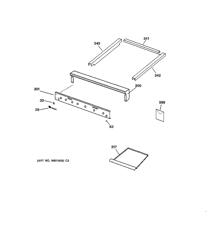 ESCUTCHEON & TRIM Diagram and Parts List for ZGU36N6D1SS  General Electric Cooktop