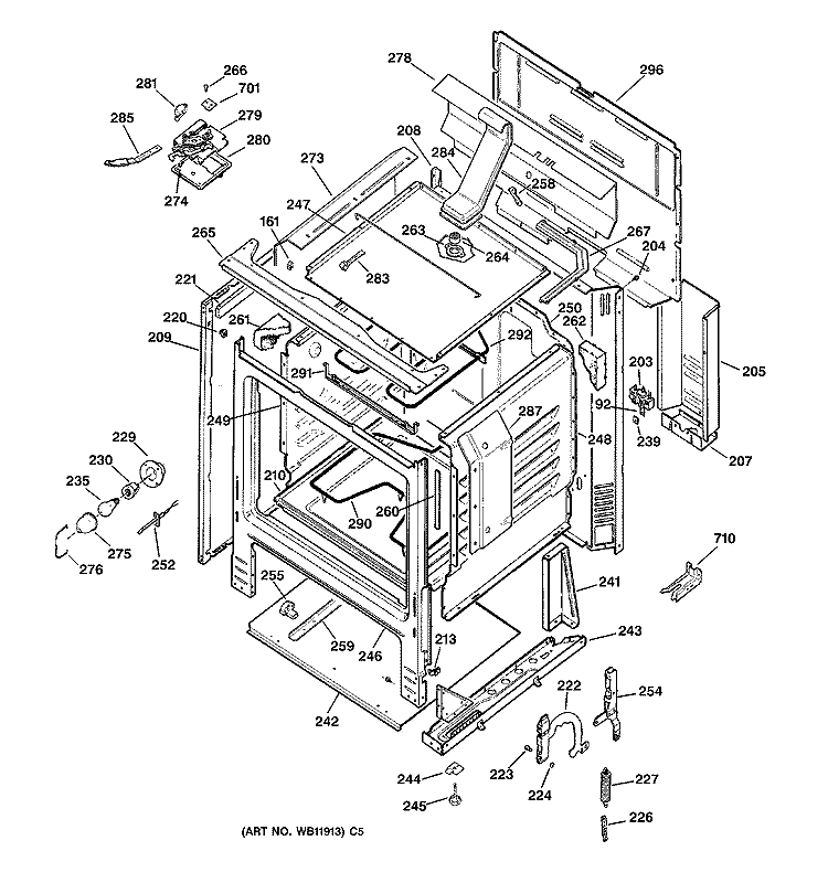 BODY PARTS Diagram and Parts List for JBP62BD1CT  General Electric Range