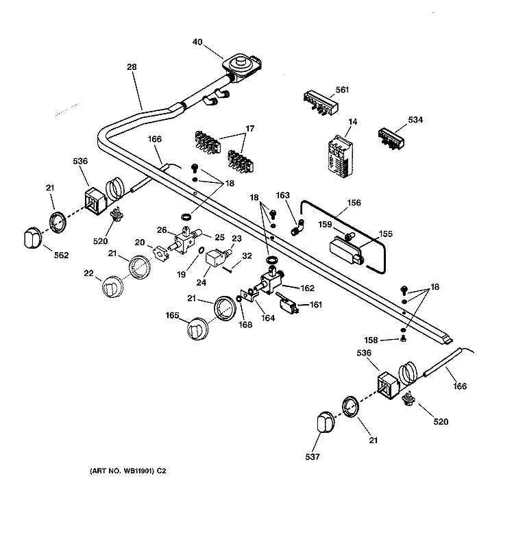 MANIFOLD & CONTROLS Diagram and Parts List for ZDP48N6RD1SS  General Electric Range