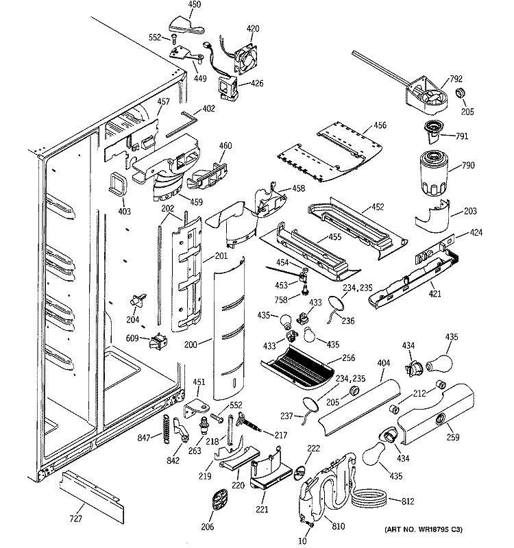 FRESH FOOD SECTION Diagram and Parts List for PSC23MGMAWW  General Electric Refrigerator