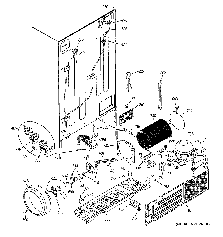 UNIT PARTS Diagram and Parts List for PSC23MGMAWW  General Electric Refrigerator